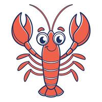 a cartoon lobster with big eyes vector