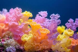 Colorful soft corals thriving on seabed are creating a mesmerizing underwater landscape photo