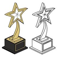 A glittering five-pointed golden shooting star with a sparkling trail vector