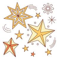 A collection of various star and sparkle shapes in different styles and sizes vector
