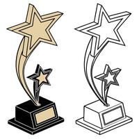 A glittering five pointed golden shooting star with a sparkling trail vector