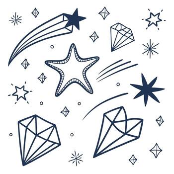 esta versátil conjunto vitrinas diferente estilos y formas de estallidos de estrellas y brillar vector