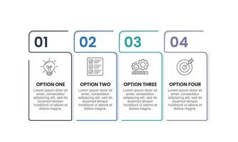 Simple line infographic with 4 numbers options. Presentation, Banner, Plan and Report. vector