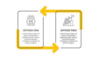 Square frame infographic with 2 arrows on the process to success. Presentation, Strategy and Plan. vector