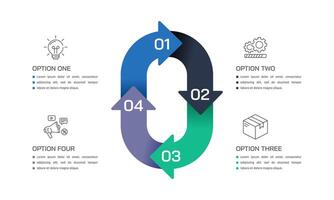 Business cycle infographic 4 options. Banner, Plan, Presentation, Report and Strategy. vector