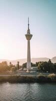 A tower with a clock on top of it photo