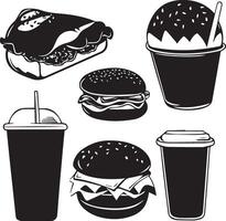 Fast food icons set vector