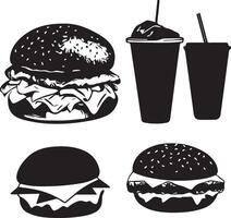 Burger and drink set vector