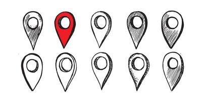 Map pointer hand drawn illustration vector