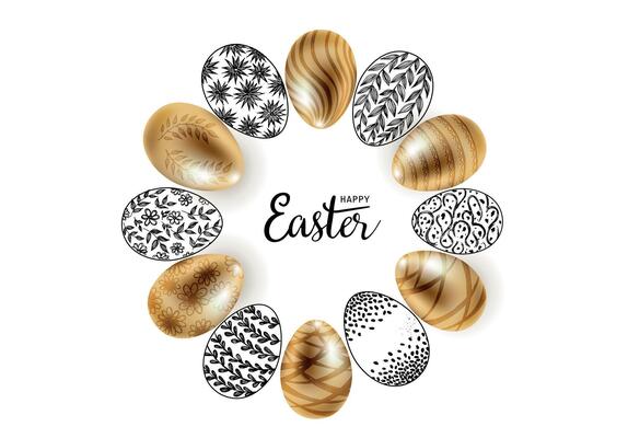 Happy Easter eggs hand drawn illustration