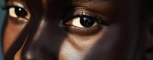 glowing eyes with textured skin in soft light photo