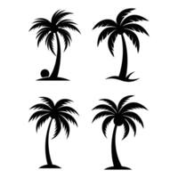 set of palm trees silhouette isolated on white background, palm tree illustration vector