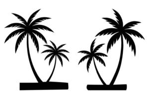 Set of different palm trees silhouette isolated on white background, stock illustration stock illustration vector