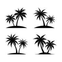 set of palm trees silhouette isolated on white background, illustration vector
