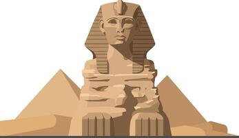 Majestic Sphinx statue with pyramids in the background, featuring a minimal and flat design, perfect for art vector