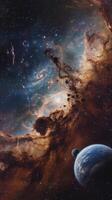 Cosmos is a nebula of gas stars planets and galaxies expansion of the universe 3d render photo