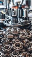 Ball bearings pinions on background photo