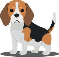 Playful beagle dog standing proudly with a shiny coat in a flat, minimal design style art vector