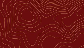 Deep Red Topographic Map Background. Elegant Gold Contour Line Design vector