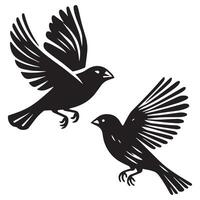 two black birds flying in the air, one on the left and one on the right vector