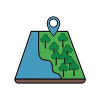 Nature landscape map design with trees and water feature Illustration vector