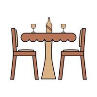 A table set for two with drinks and a bottle. vector