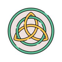 Triquetra Flat design style, interwoven three loop symbol, representing unity and eternity, great for spiritual designs, Celtic themes, and decorative elements. vector