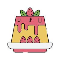 Tiramisu Icon Flat design, layered dessert with strawberries, ideal for bakery branding and food illustrations. vector