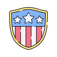 Patriotic Shield, flat design illustration, U.S. flag shield, symbolizing national pride, great for celebrations. vector