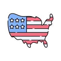 USA Map Flag, flat design illustration, U.S. map with a flag, symbolizing patriotism, great for travel and national designs. vector