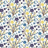 vintage floral pattern with ornate botanical elements and repeating foliage design for textile printing vector