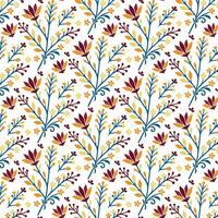 floral pattern with delicate botanical stems and seamless ornamental textures for textile and wrapping paper applications vector