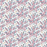 floral pattern with botanical tile inspired details and seamless ornamental stems for fabric and backgrounds vector