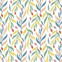 seamless floral pattern with field inspired botanical details and ornamental leaves for textile and card designs vector