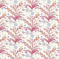 seamless botanical floral pattern with stylized leaves and blossoms for wrapping paper and textile applications vector