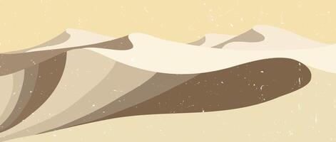 Flat design landscape background illustration with desert, mountains and hills. use for print art, poster, cover, banner vector