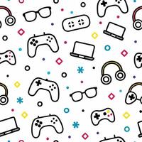 a seamless pattern with game, controllers and other items vector