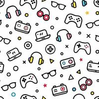 seamless pattern with ,controllers and other items vector