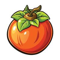 an orange fruit with leaves on it , vector