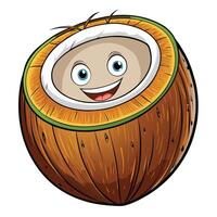 cartoon coconut with smiling face vector