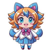 a cartoon character with blue eyes and a cat ears white background vector
