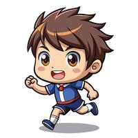 a cartoon boy running with a ball vector