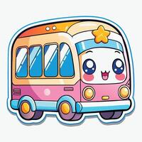 a sticker of a cute bus with a star on it vector