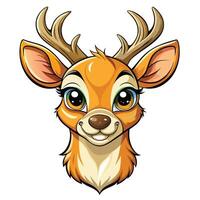 a cartoon deer head with big eyes and bi horns vector