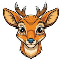 a cartoon deer head with big and horns vector