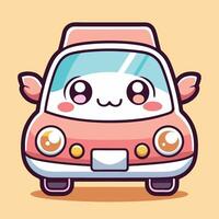 a cartoon car with eyes and a smile white background vector