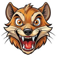 a cartoon fox head with ,open mouth white background vector