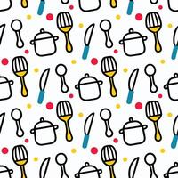 a pattern with kitchen utensils and white background vector