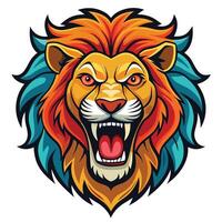 lion head with open mouth white ,background vector