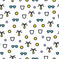 a pattern with sunglasses, palm trees and other items vector